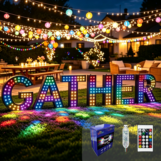 G-C5V12MM15A-029LED String Lights Wholesale / LED Marquee String Lights Wholesale / RGB Colorful Bubble Letter Lights Wholesale / LED Illuminated Letter Lights Wholesale / LED String Lights Source Factory / LED String Lights Wholesale