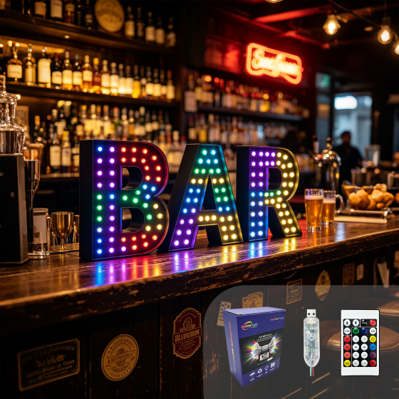 G-C5V12MM15A-031LED String Lights Wholesale / LED Marquee String Lights Wholesale / RGB Colorful Bubble Letter Lights Wholesale / LED Illuminated Letter Lights Wholesale / LED String Lights Source Factory / LED String Lights Wholesale