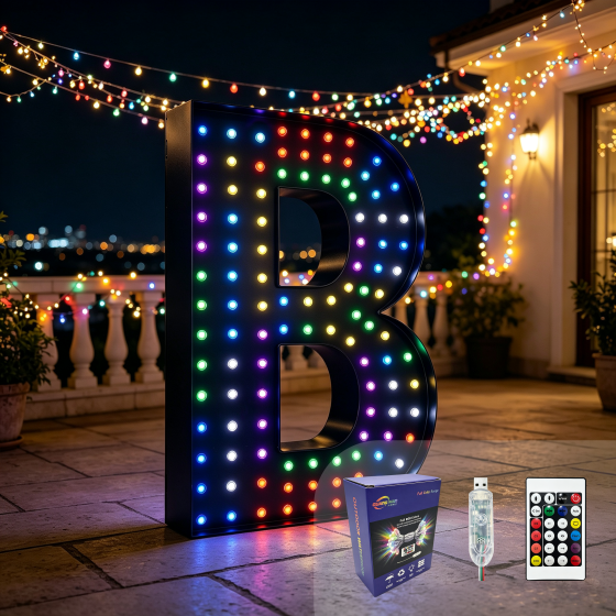 G-C5V12MM15A-034LED String Lights Wholesale / LED Marquee String Lights Wholesale / RGB Colorful Bubble Letter Lights Wholesale / LED Illuminated Letter Lights Wholesale / LED String Lights Source Factory / LED String Lights Wholesale