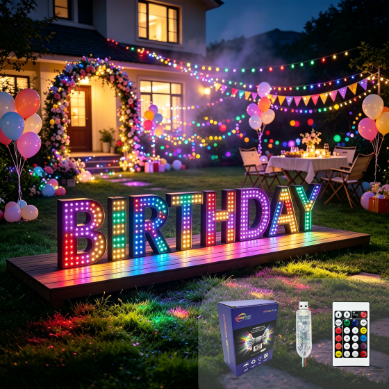 G-C5V12MM15A-036LED String Lights Wholesale / LED Marquee String Lights Wholesale / RGB Colorful Bubble Letter Lights Wholesale / LED Illuminated Letter Lights Wholesale / LED String Lights Source Factory / LED String Lights Wholesale