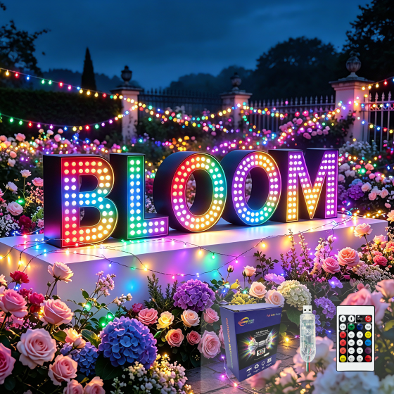 G-C5V12MM15A-037LED String Lights Wholesale / LED Marquee String Lights Wholesale / RGB Colorful Bubble Letter Lights Wholesale / LED Illuminated Letter Lights Wholesale / LED String Lights Source Factory / LED String Lights Wholesale