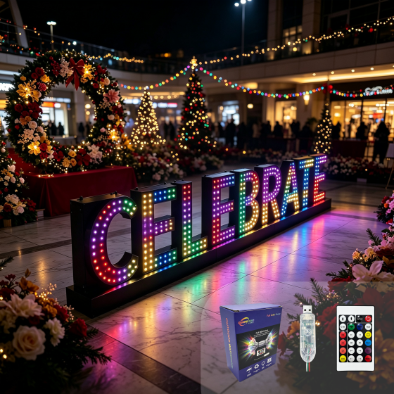 G-C5V12MM15A-038LED String Lights Wholesale / LED Marquee String Lights Wholesale / RGB Colorful Bubble Letter Lights Wholesale / LED Illuminated Letter Lights Wholesale / LED String Lights Source Factory / LED String Lights Wholesale