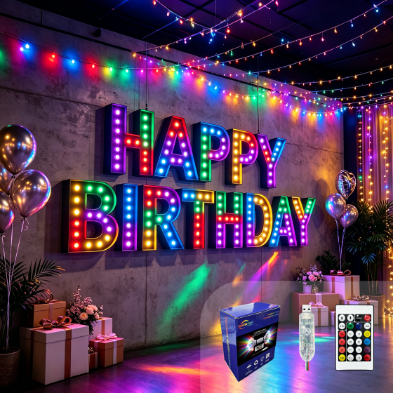 G-C5V12MM15A-027LED String Lights Wholesale / LED Marquee String Lights Wholesale / RGB Colorful Bubble Letter Lights Wholesale / LED Illuminated Letter Lights Wholesale / LED String Lights Source Factory / LED String Lights Wholesale