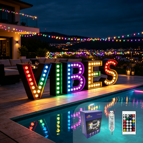 G-C5V12MM15A-040LED String Lights Wholesale / LED Marquee String Lights Wholesale / RGB Colorful Bubble Letter Lights Wholesale / LED Illuminated Letter Lights Wholesale / LED String Lights Source Factory / LED String Lights Wholesale