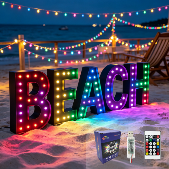 G-C5V12MM15A-053LED String Lights Wholesale / LED Marquee String Lights Wholesale / RGB Colorful Bubble Letter Lights Wholesale / LED Illuminated Letter Lights Wholesale / LED String Lights Source Factory / LED String Lights Wholesale