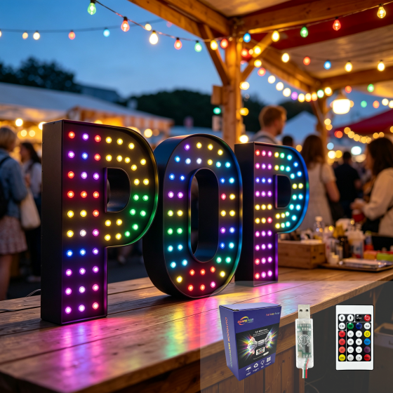 G-C5V12MM15A-054LED String Lights Wholesale / LED Marquee String Lights Wholesale / RGB Colorful Bubble Letter Lights Wholesale / LED Illuminated Letter Lights Wholesale / LED String Lights Source Factory / LED String Lights Wholesale