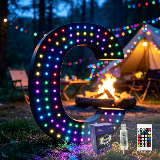 G-C5V12MM15A-055LED String Lights Wholesale / LED Marquee String Lights Wholesale / RGB Colorful Bubble Letter Lights Wholesale / LED Illuminated Letter Lights Wholesale / LED String Lights Source Factory / LED String Lights Wholesale