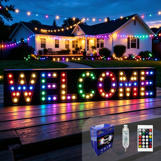 G-C5V12MM15A-026LED String Lights Wholesale / LED Marquee String Lights Wholesale / RGB Colorful Bubble Letter Lights Wholesale / LED Illuminated Letter Lights Wholesale / LED String Lights Source Factory / LED String Lights Wholesale