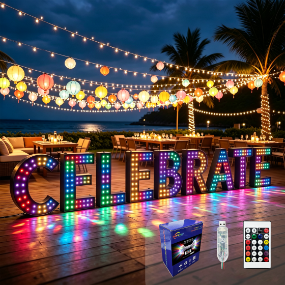 G-C5V12MM15A-023LED String Lights Wholesale / LED Marquee String Lights Wholesale / RGB Colorful Bubble Letter Lights Wholesale / LED Illuminated Letter Lights Wholesale / LED String Lights Source Factory / LED String Lights Wholesale